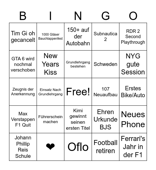 2026 Bingo Card