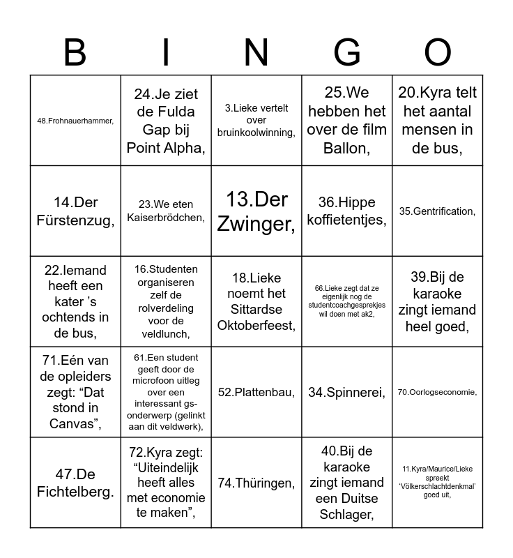 Saksen BINGO! Bingo Card