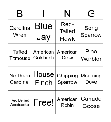 Birdy Bingo Card