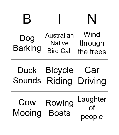 Sound Hunt Bingo Card