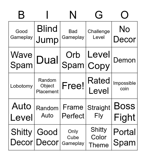 Random GD Level Bingo Card