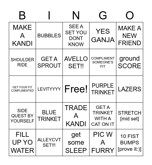 ELECTRIC FOREST Bingo Card