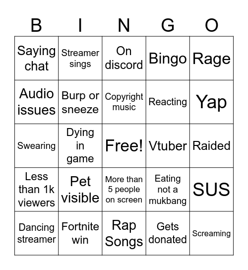 Untitled Bingo Card