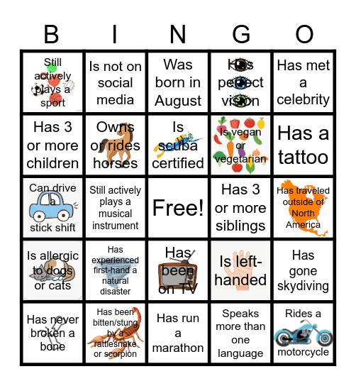 ICE BREAKER Bingo Card