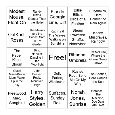 Spring(ish) Bingo Card