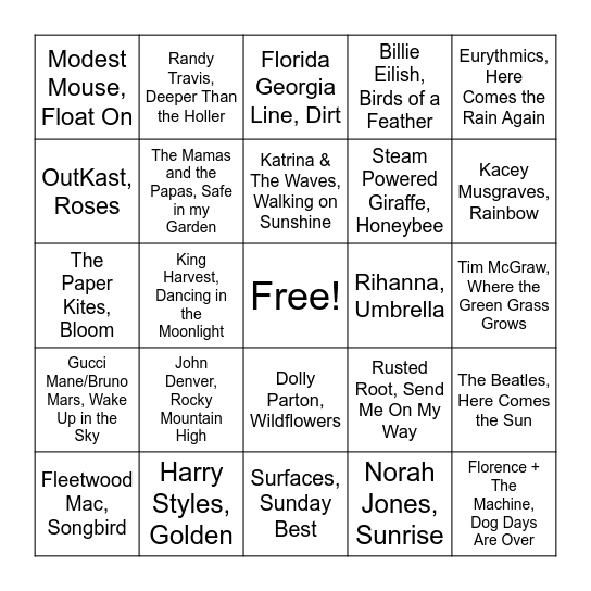 Spring(ish) Bingo Card