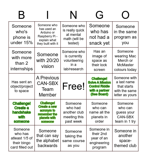 MASS Bingo - General Meeting Bingo Card