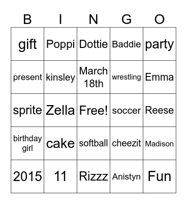 Rizz Bingo Card
