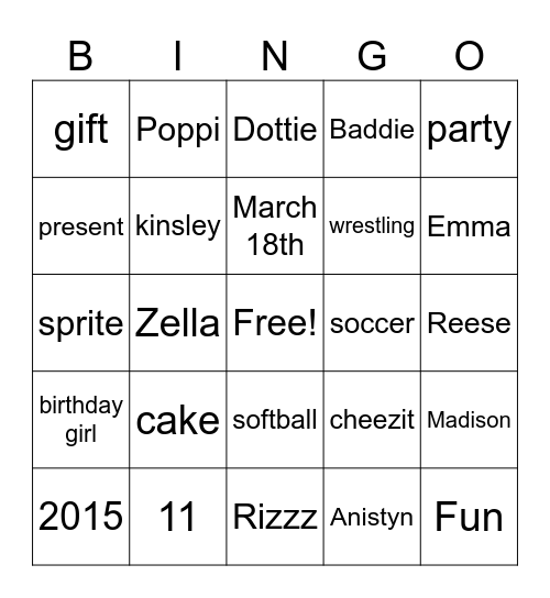 Rizz Bingo Card