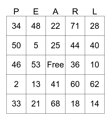 Fun Day Sunday Bingo Card