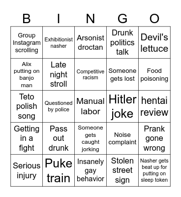 Warsaw bingo Card