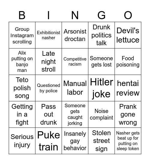 Warsaw bingo Card