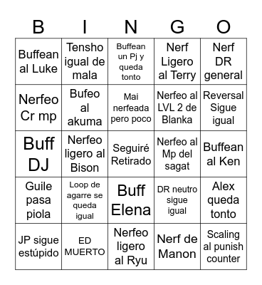 Parche Malo 6 del 17 Bingo Card
