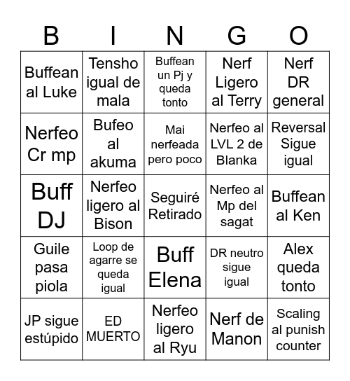 Parche Malo 6 del 17 Bingo Card