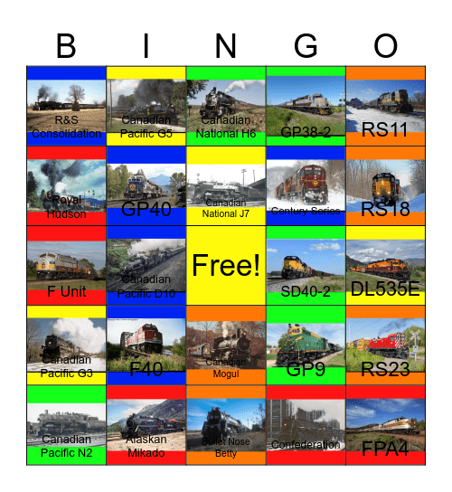 Preserved Engines of Canada that I would like to design one day Bingo Card