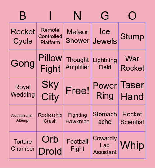 Flash Gordon! 1980 Bingo Card