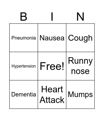 Health Bingo Card