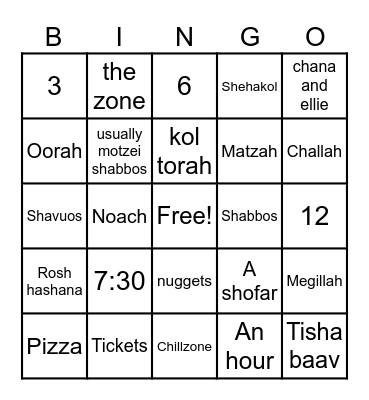 BALA CYNWYD CHILLZONE Bingo Card