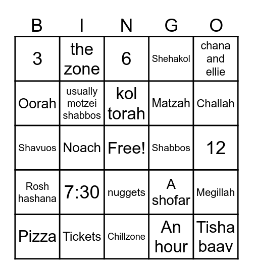 BALA CYNWYD CHILLZONE Bingo Card
