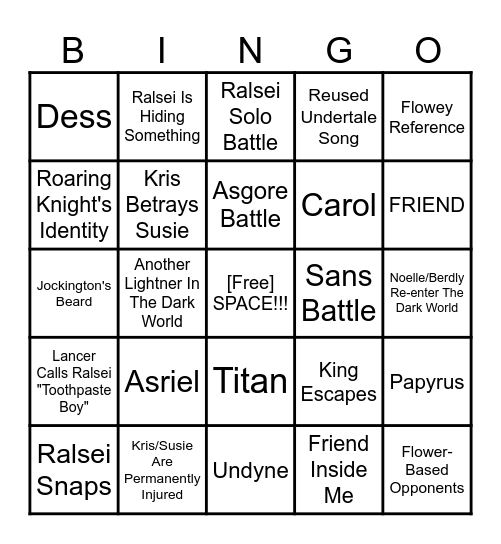 DELTARUNE CHAPTER 5 BINGO Card