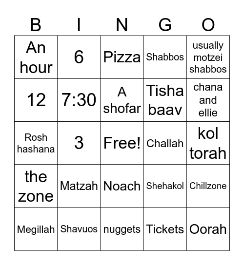 BALA CYNWYD CHILLZONE Bingo Card