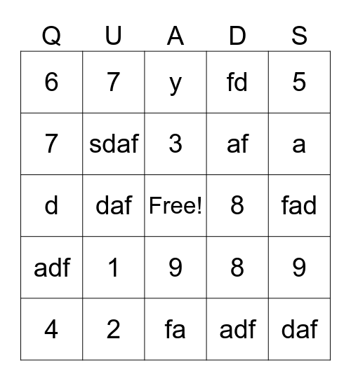 12.2 Quadratic Transformations Bingo Card