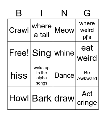 Outdoor Lab Bingo Card