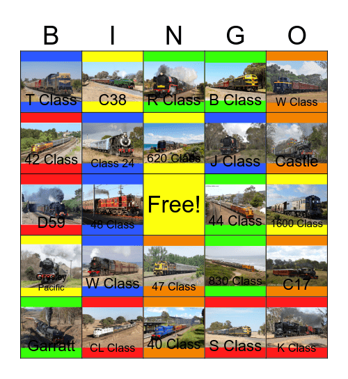 Preserved Engines of Australia that I would like to design one day Bingo Card