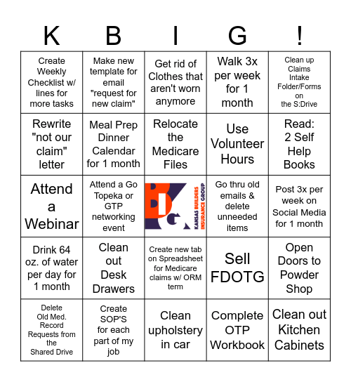KRISTAL'S    BINGOALS Bingo Card
