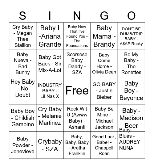 OH BABY!! Bingo Card