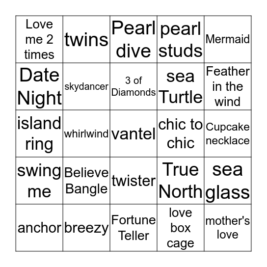 Darla's I got Pearls Bingo card Bingo Card