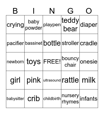 Baby Bingo Card