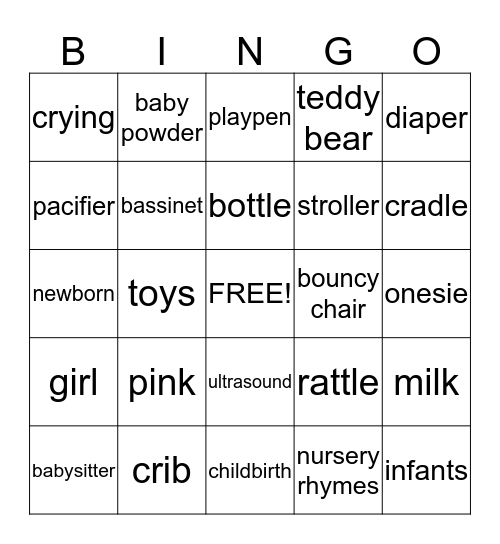 Baby Bingo Card