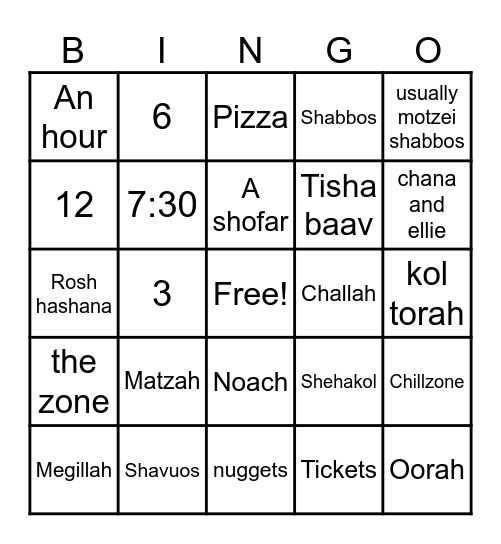 BALA CYNWYD CHILLZONE Bingo Card