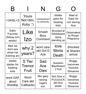 Marineford Bingo Card