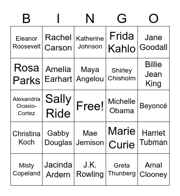 Women's History Month Bingo Card