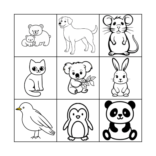 Animal Bingo Card