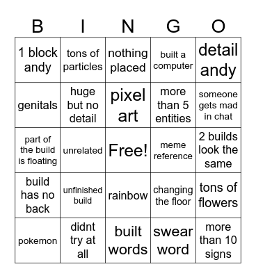 build battle bingo Card