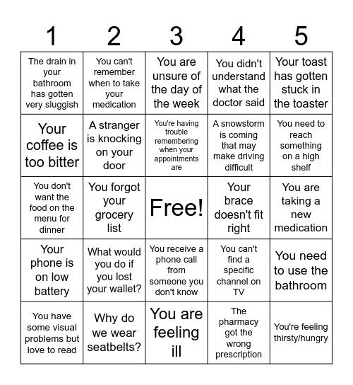 Problem Solving Bingo Card