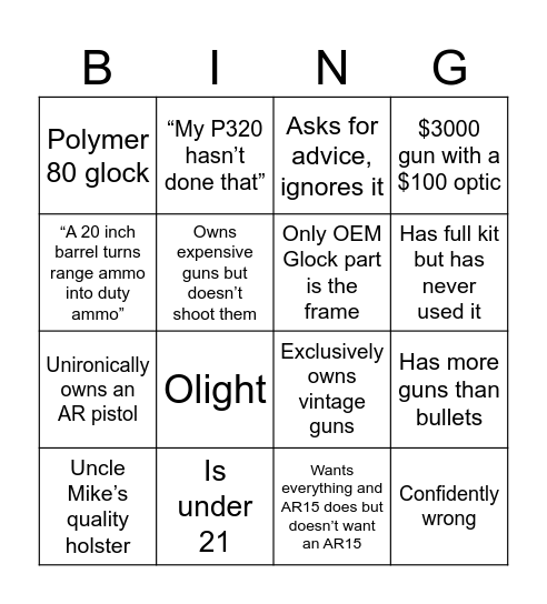 Gun Server User (individual) Bingo Card