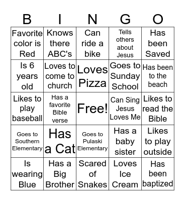 Get To Know You BINGO Card