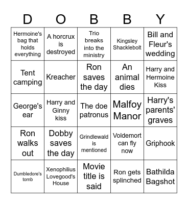 Deathly Hallows 1 Bingo Card