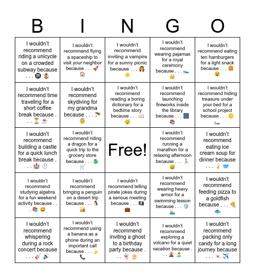 B20 L1 I wouldn’t recommend feeding pizza to a goldfish because . . . 🍕 🐟 Bingo Card