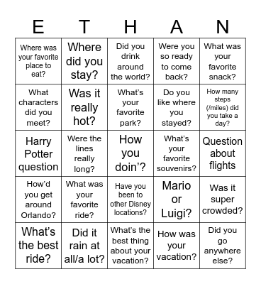 1,000 Questions Bingo Card