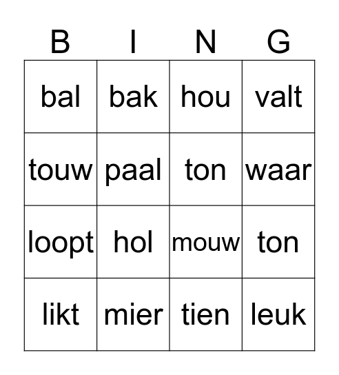 woordbingo na kern 5 Bingo Card