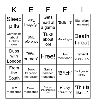 KF5 3/10/2026 Bingo Card