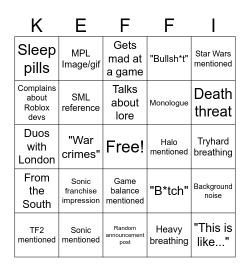 KF5 3/10/2026 Bingo Card