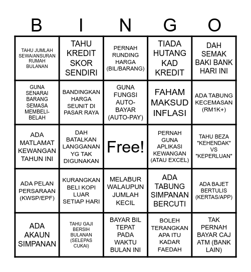 BINGO KEWANGAN Bingo Card