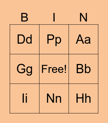 Letters and Sounds Bingo Card