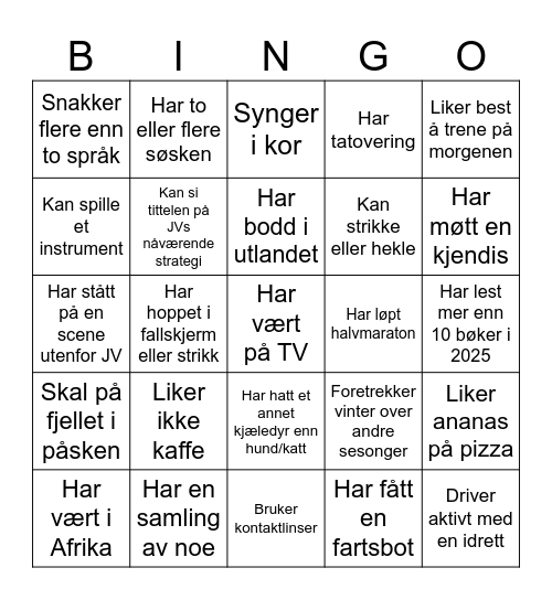 Finn noen som ... Bingo Card